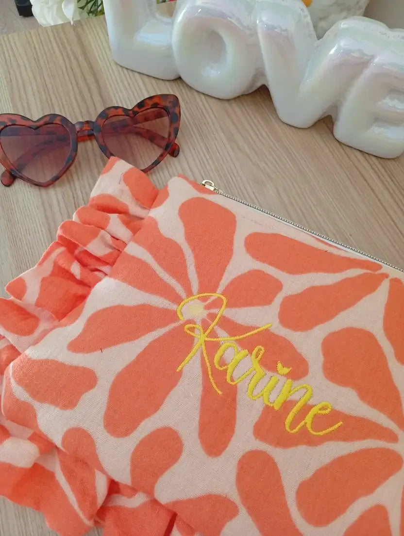 Mini Pochette souple | Fleurs Saumon