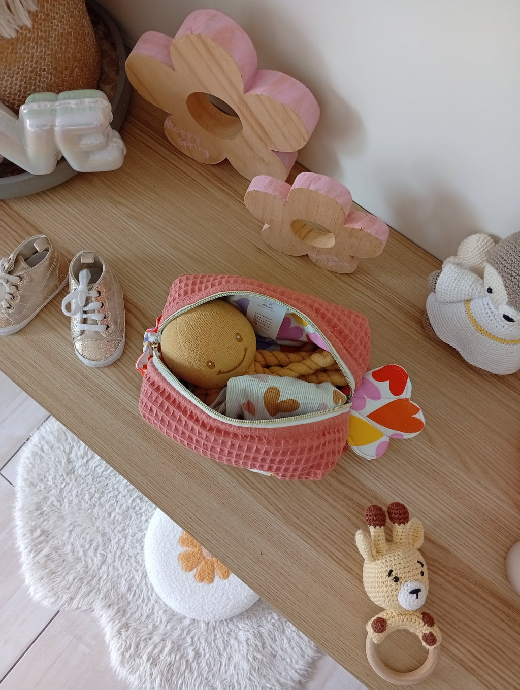 Mini trousse Coquillage Lettre | Marsala - Coeur
