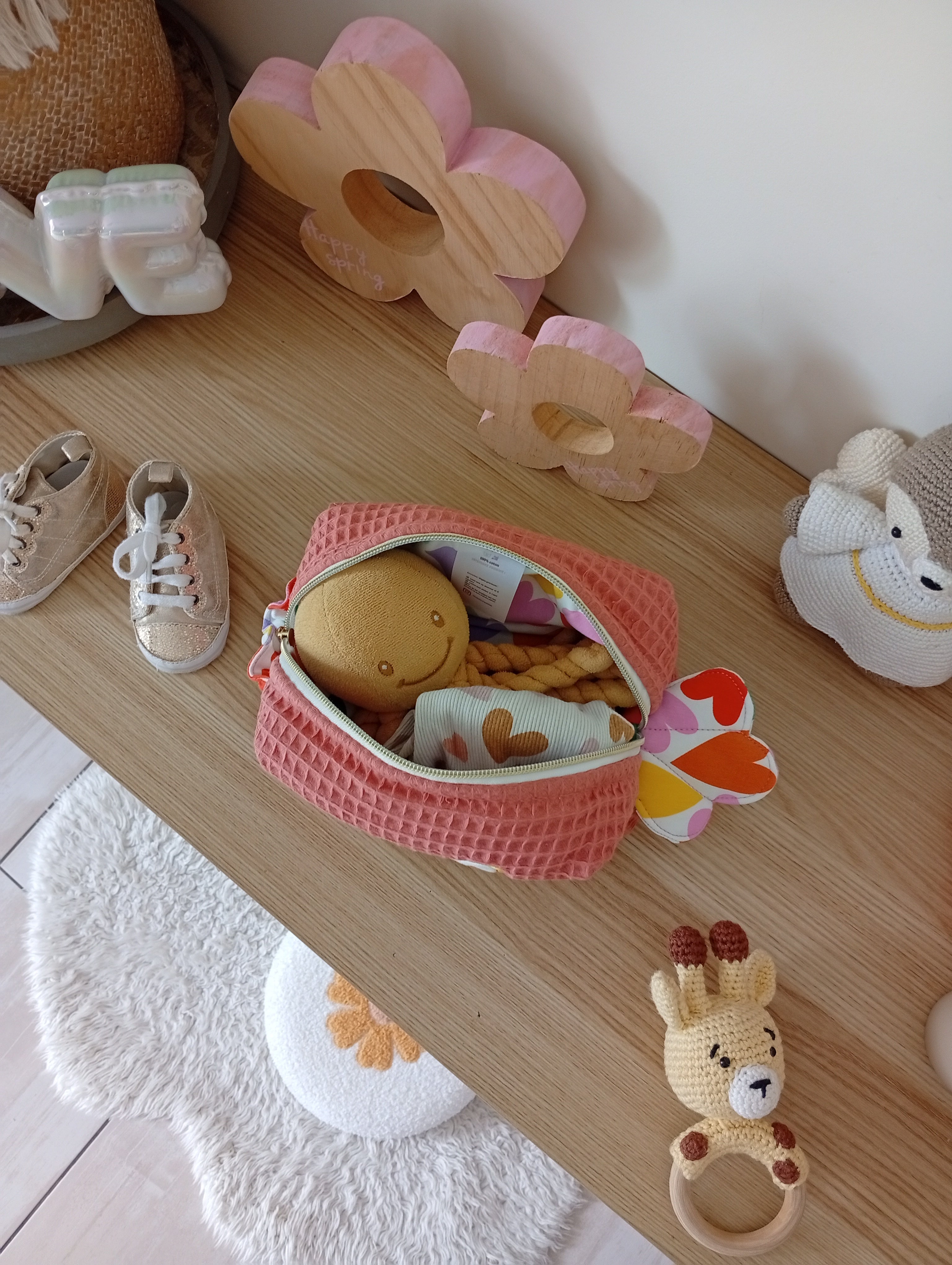 Mini trousse Coquillage Lettre | Marsala - Coeur