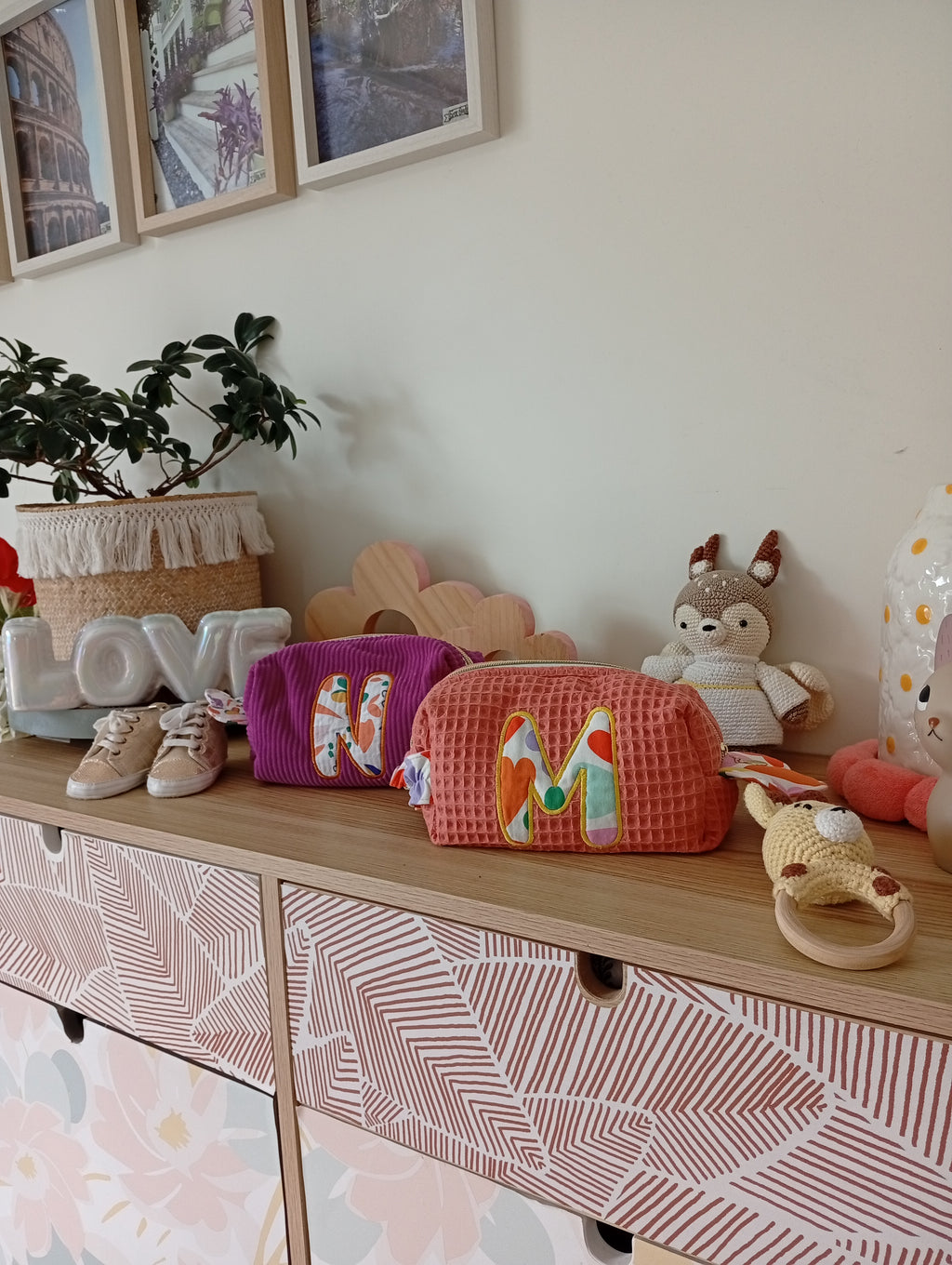 Mini trousse Coquillage Lettre | Marsala - Coeur