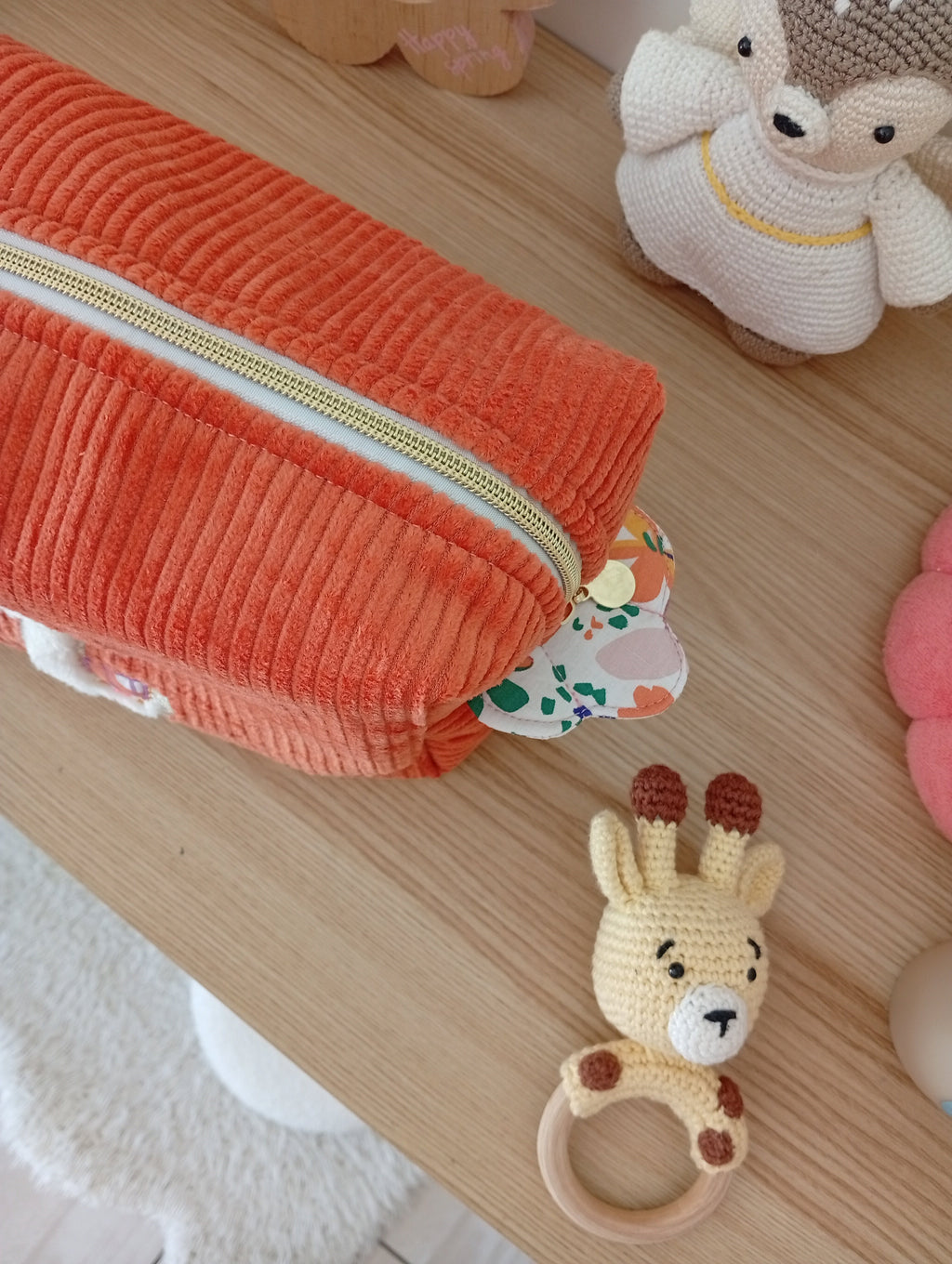 Trousse Coquillage Lama | Orange-Violette