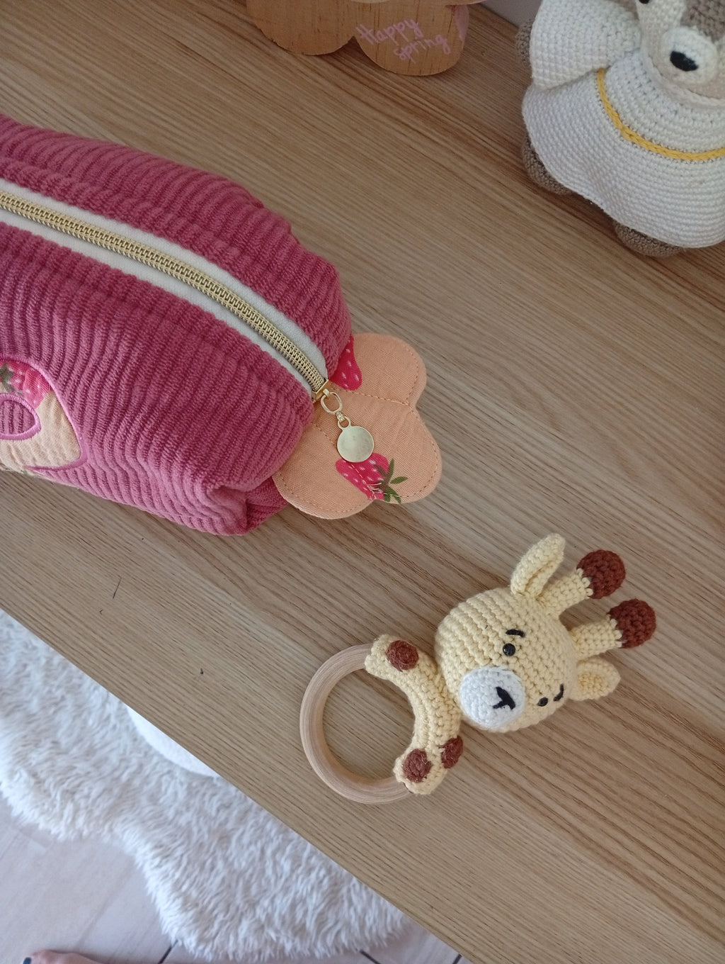 Mini trousse Coquillage Lettre | Vieux Rose-Fraises