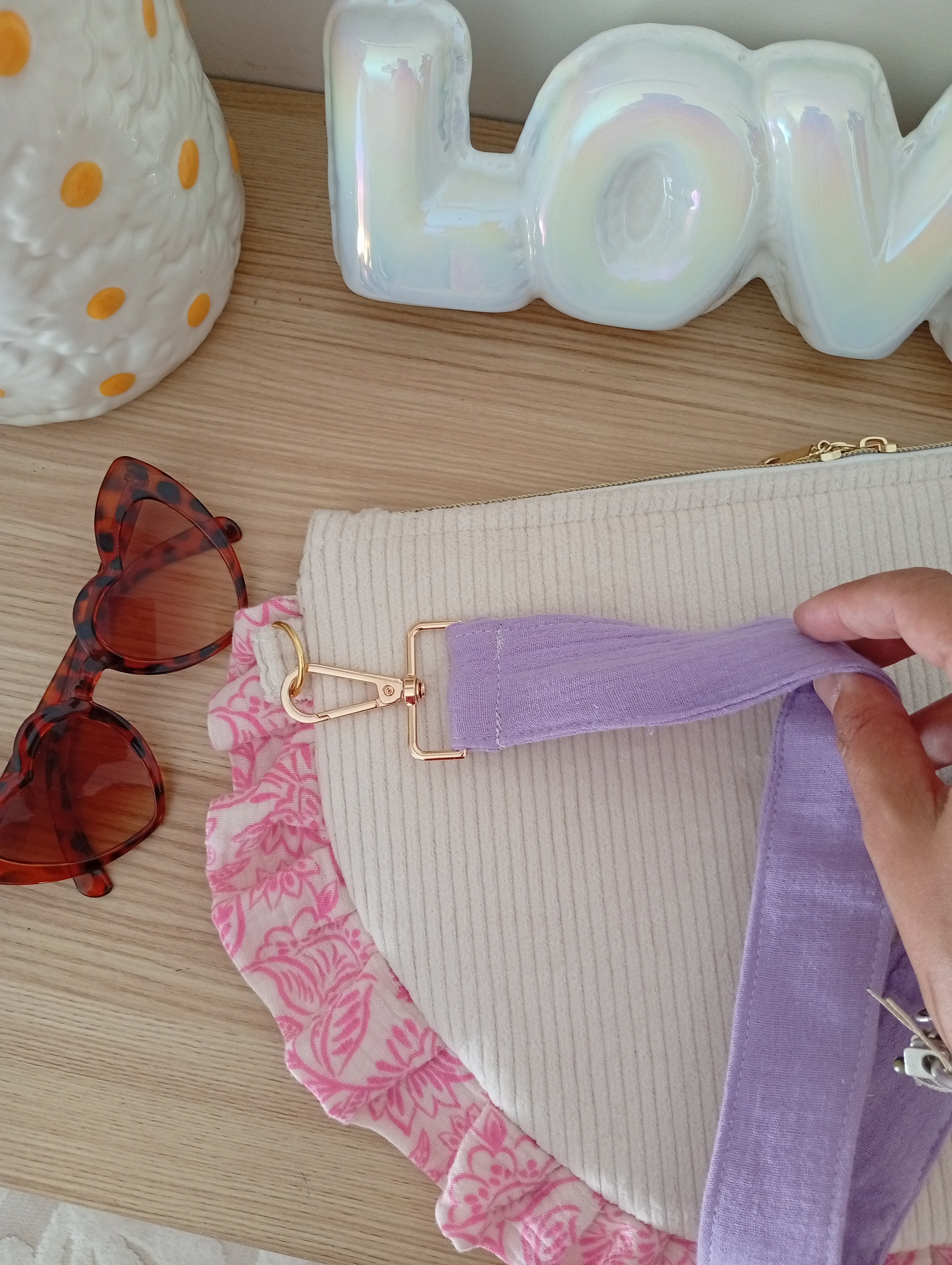 Mama Pochette Beige | Fleurs Rose