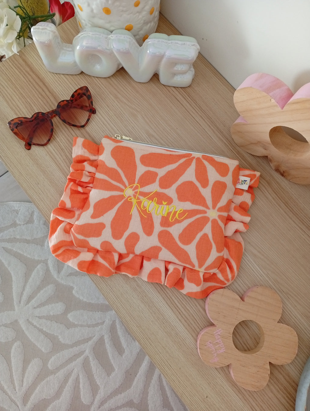 Mini Pochette | Fleurs Saumon