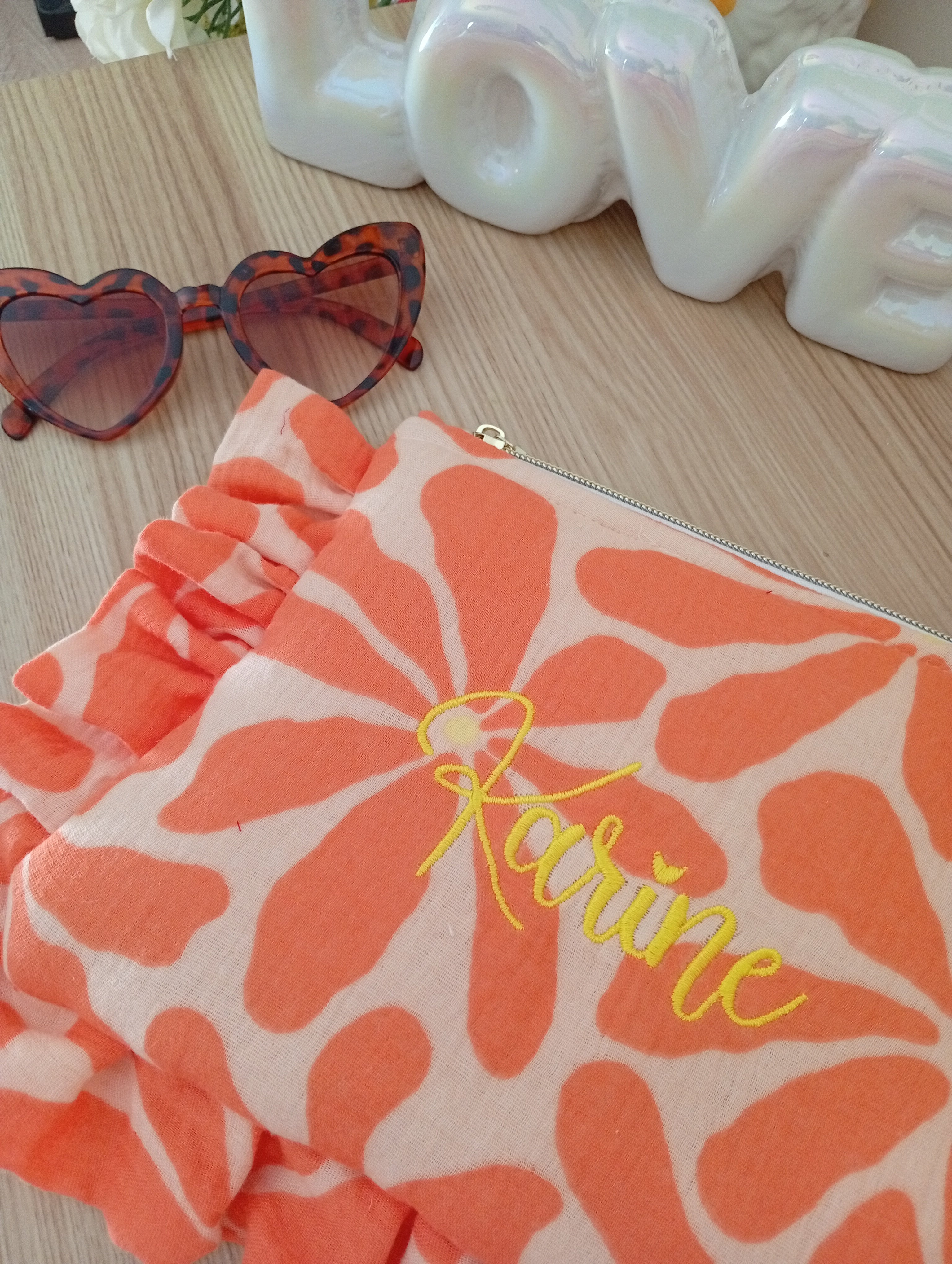 Mini Pochette | Fleurs Saumon