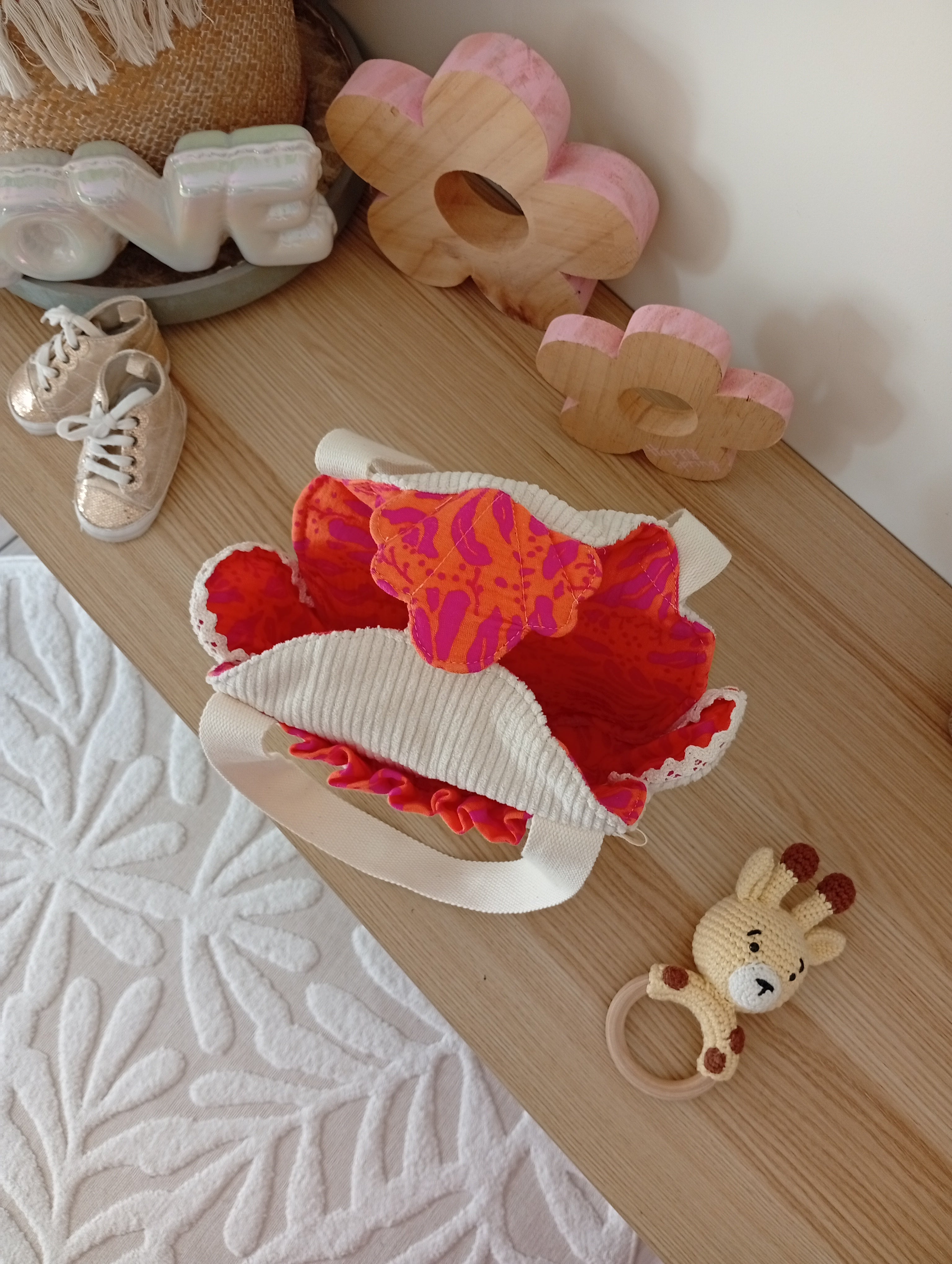 Mini Cabas Beige | Orange-Violet