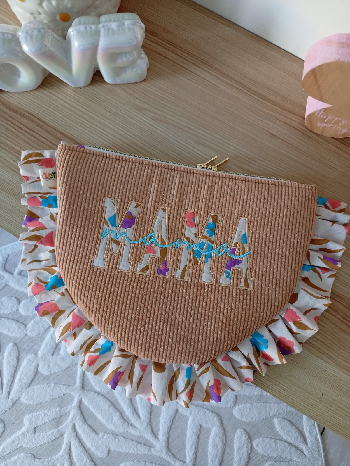 Mama Pochette Camel | Multi Fleurs