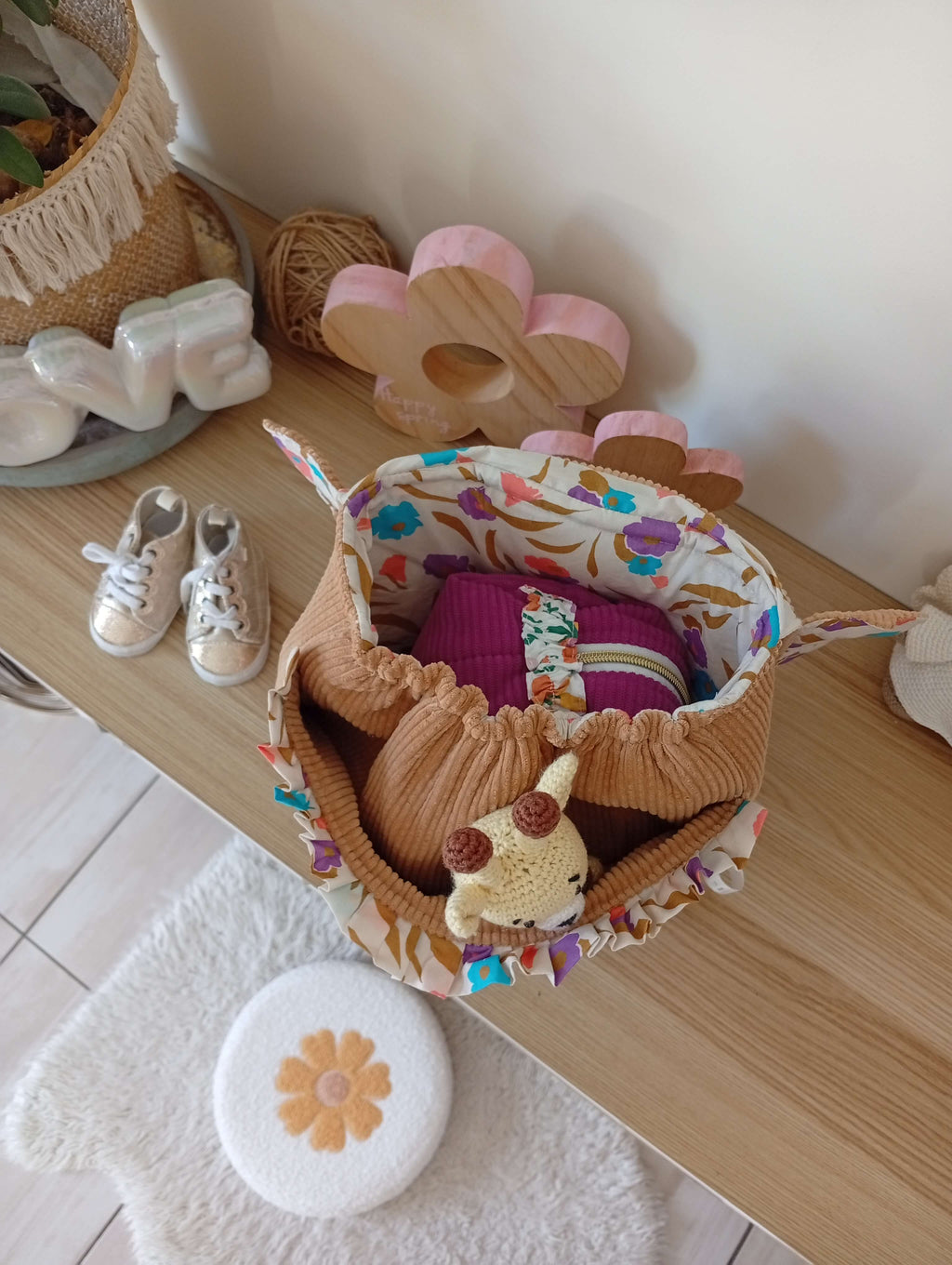 Le 1er sac de demoiselle Lama | Camel - Multi Fleurs