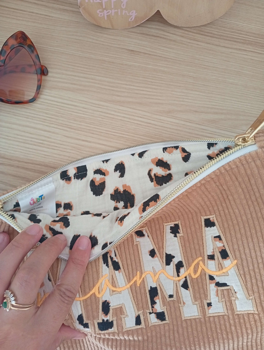 Mama Pochette Camel | Léopard