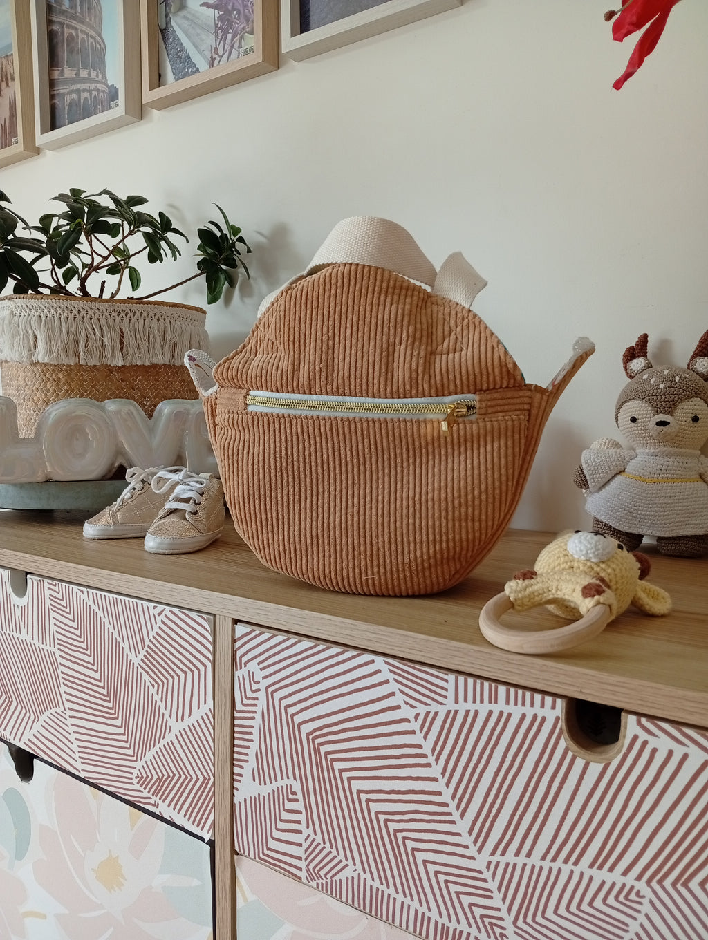 Mini Cabas Camel | Multi Fleurs