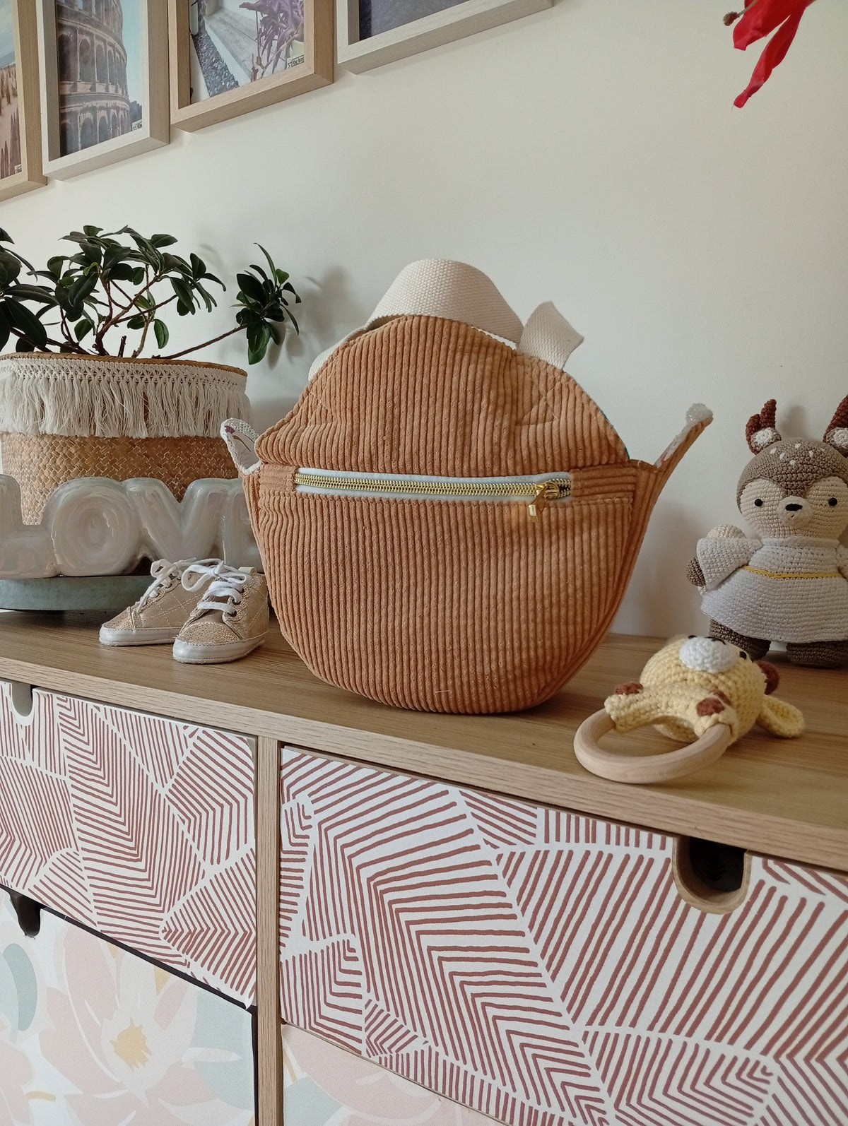 Mini Cabas Camel | Multi Fleurs