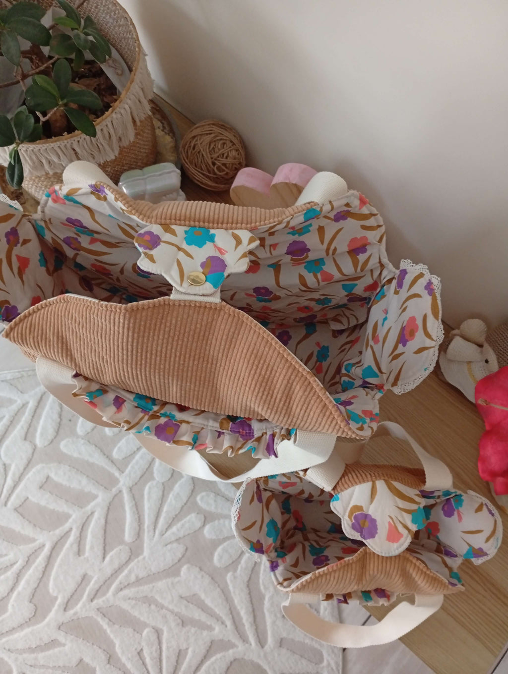 Matchy de Cabas Camel | Multi Fleurs