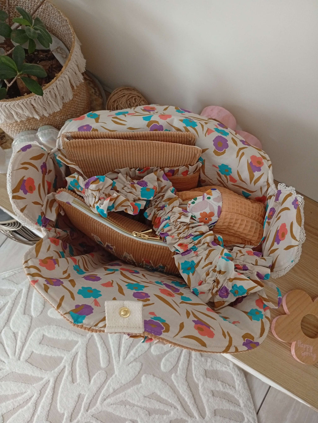 Matchy de Cabas Camel | Multi Fleurs