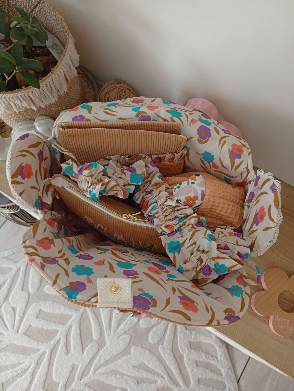Matchy de Cabas Camel | Multi Fleurs