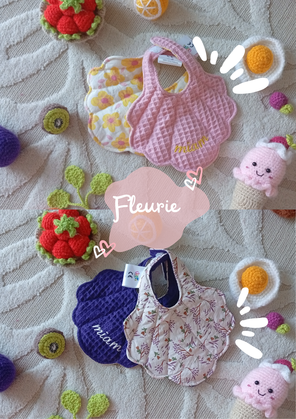 Bavoirs Coquillage Fleurie