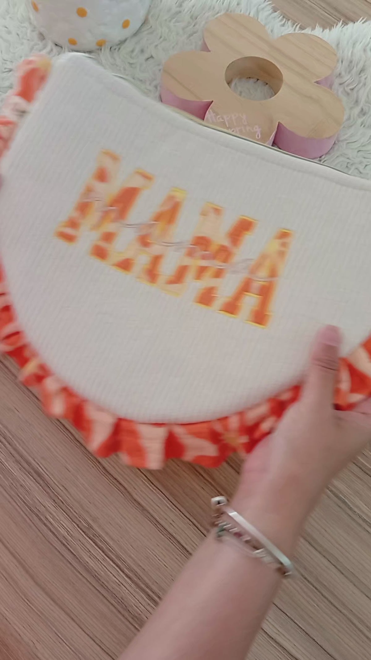 Mama Pochette Beige | Fleurs Saumon